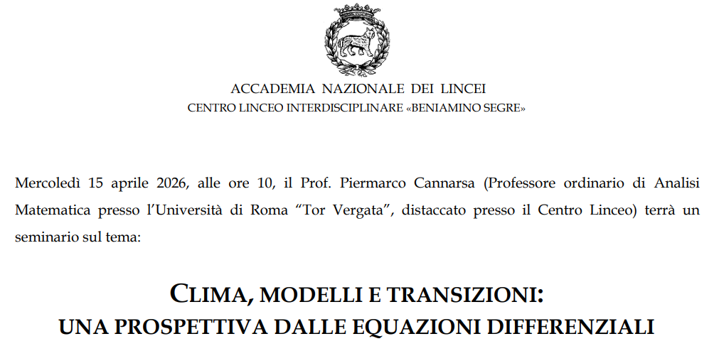 Conferenza: clima, modelli e transizioni